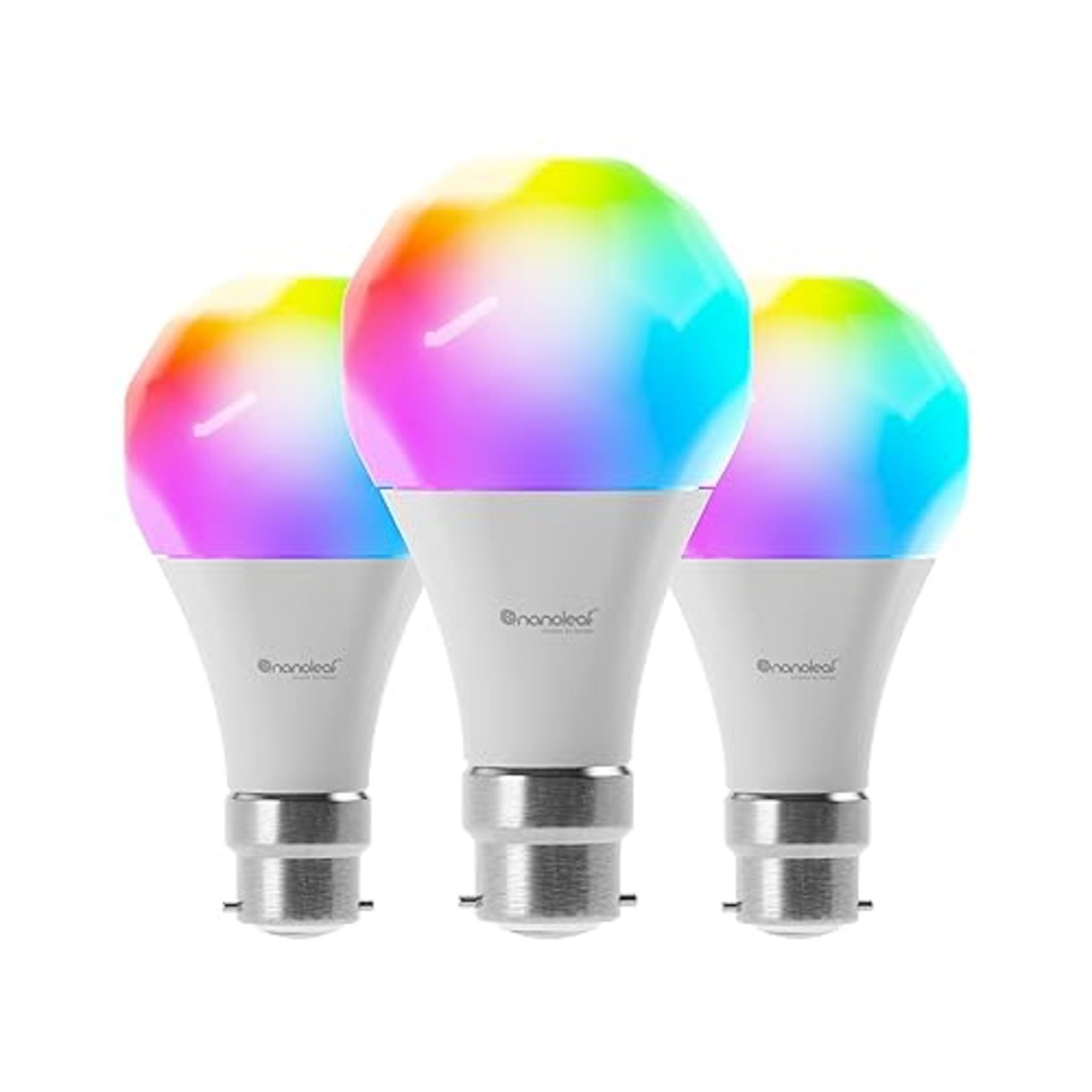 Nanoleaf Essentials B22 LED Bulbs, Pack of 3 RGBW Dimmable Smart Bulbs - Thread & Bluetooth Colour 