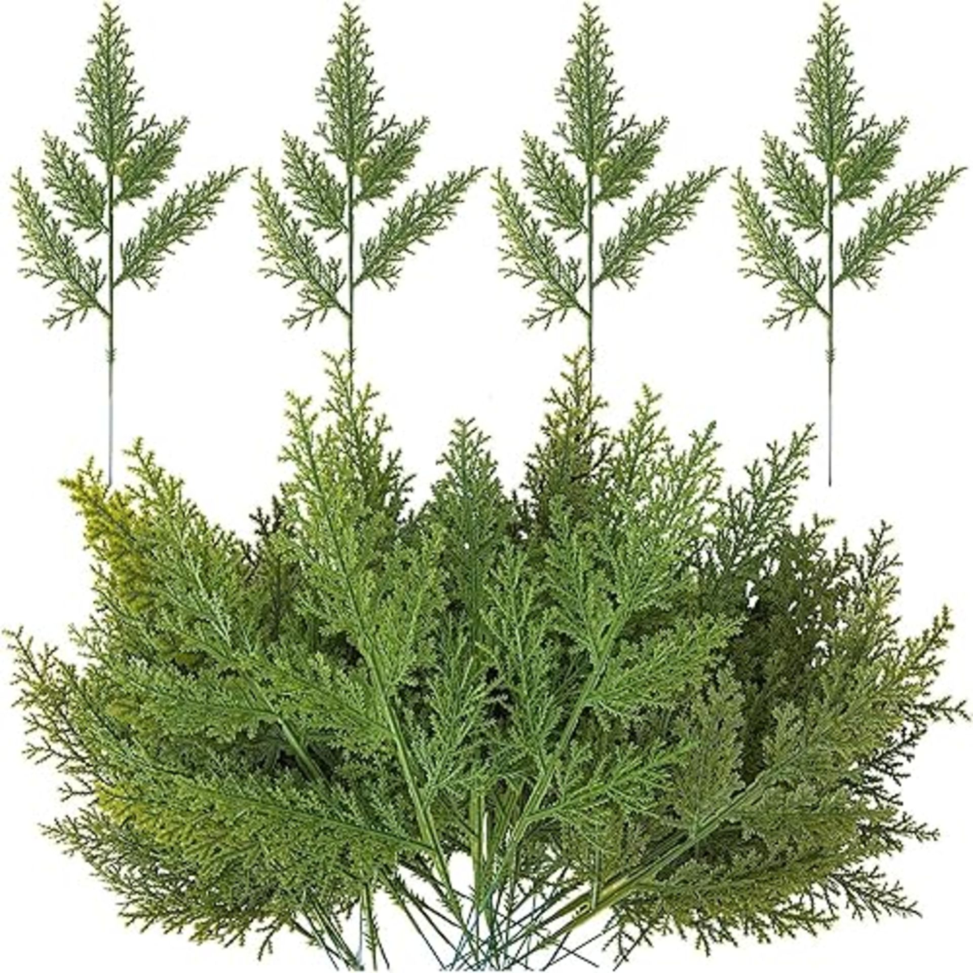 Purple Star 40 PCS Artificial Faux Cedar Branches 12.5 Inch Artificial Green Cedar Sprigs Faux Ceda