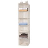MaidMAX 6-Shelf Fabric Hanging Shelves Organiser Collapsible Wardrobe Storage Shelves Durable Stora