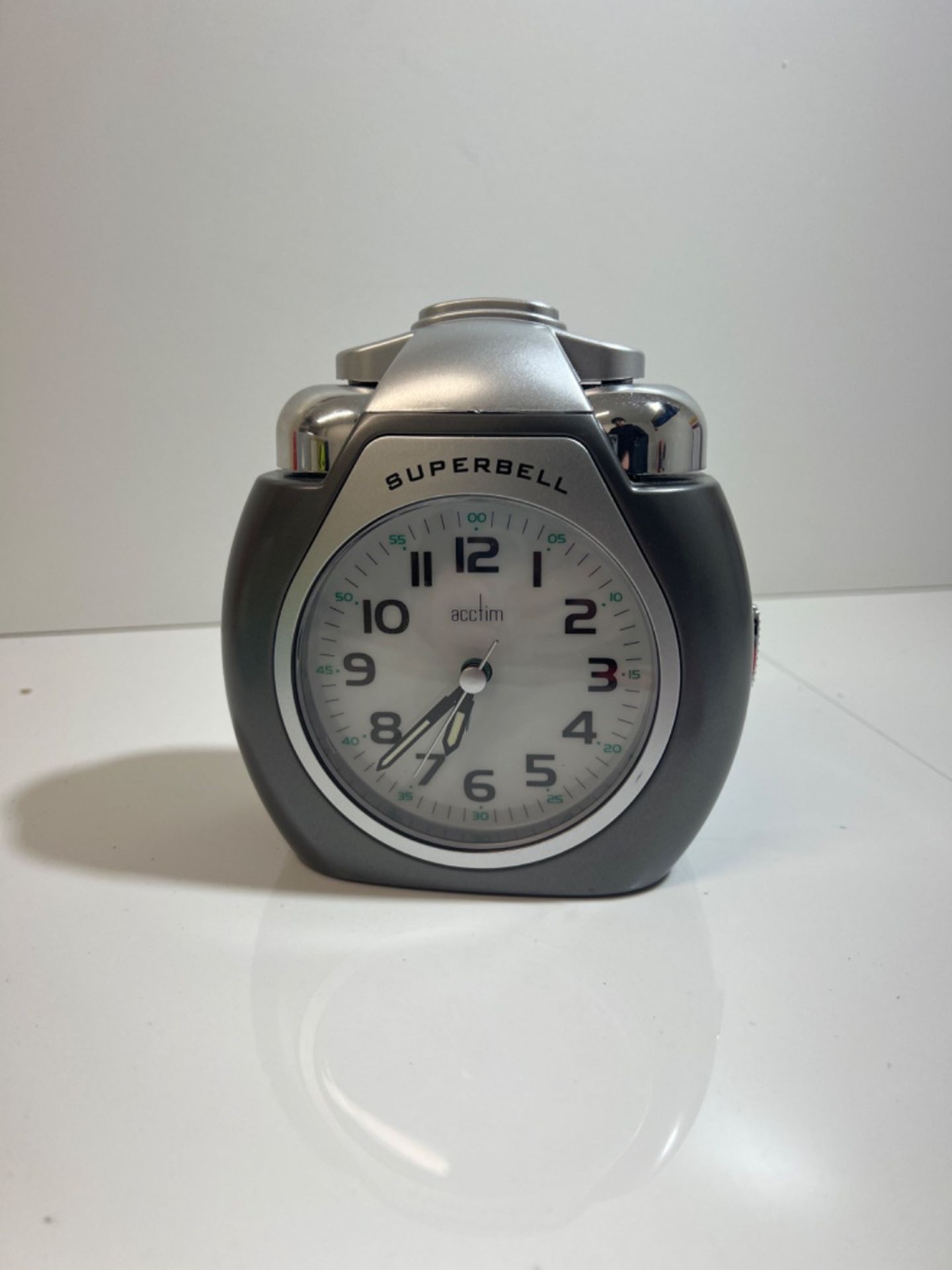 Acctim Thunderbell Analogue Alarm Clock Quartz Luminous Hands Extra Loud Bell Alarm Silver 13007 - Image 3 of 3