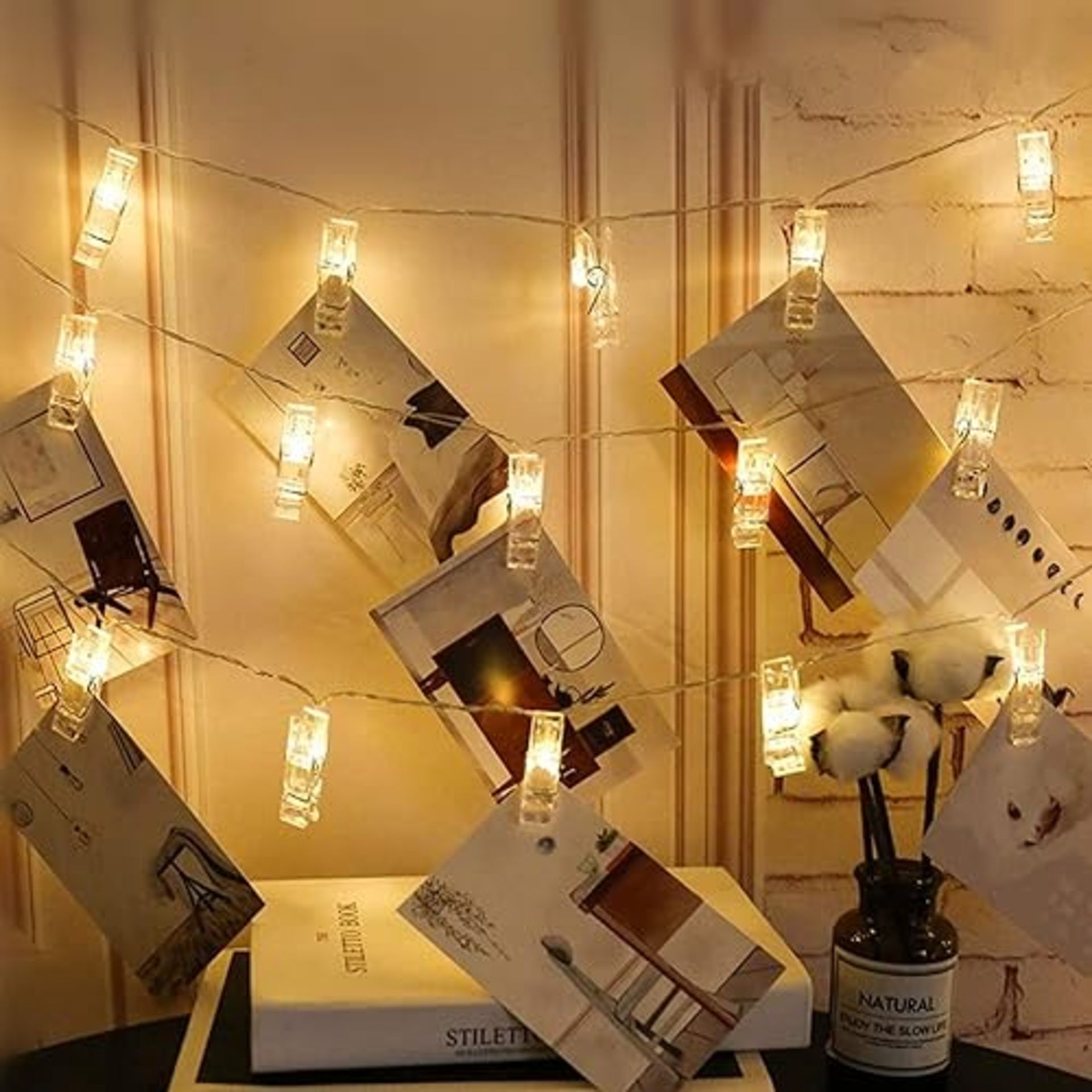 Twinkle Star Photo Clip String Lights, 3M Photo Peg Fairy Lights Room Decor with 20 Clips, Battery 