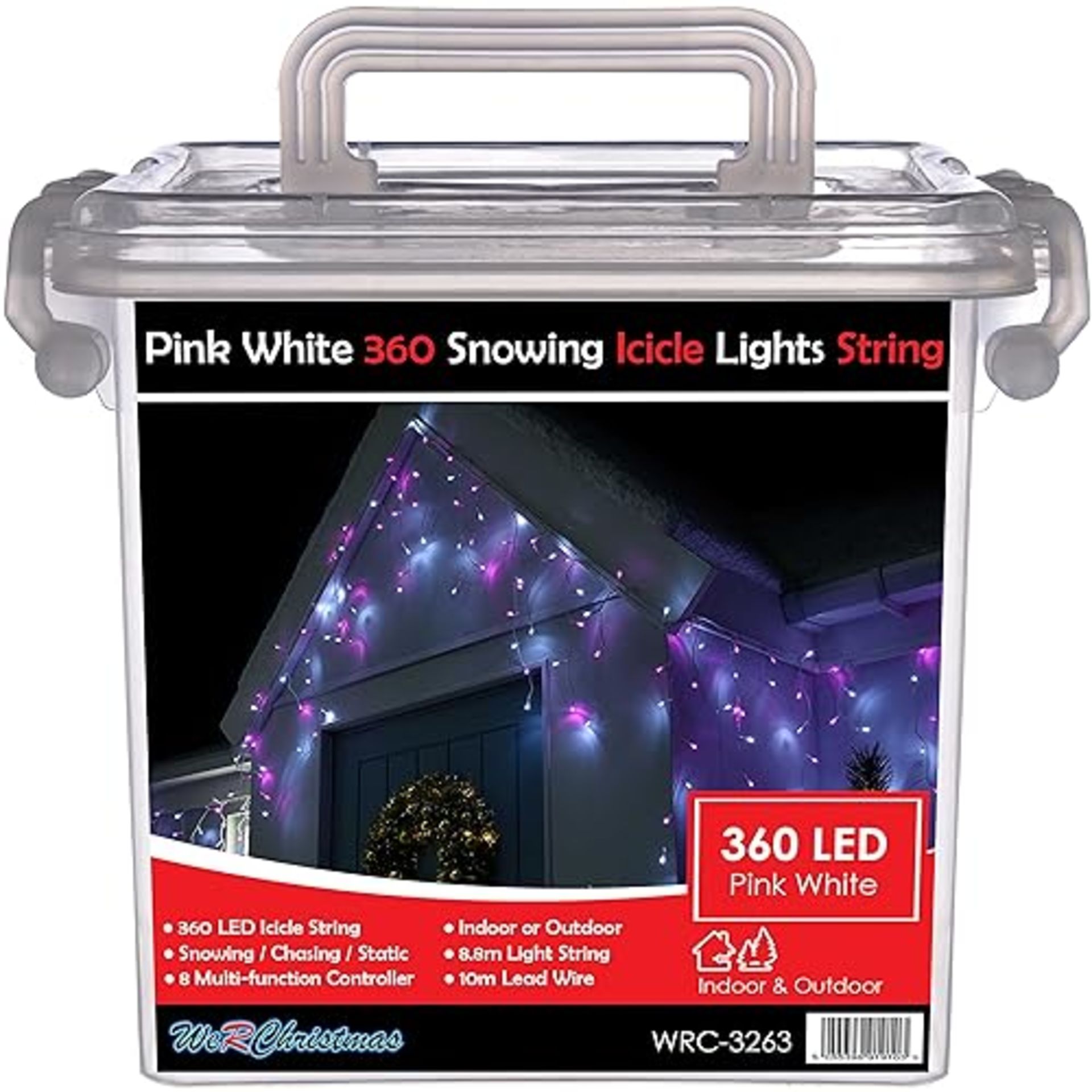 WeRChristmas Snowing Icicle Christmas Lights String with 360-LED Chasing/Static Settings and 19 m C