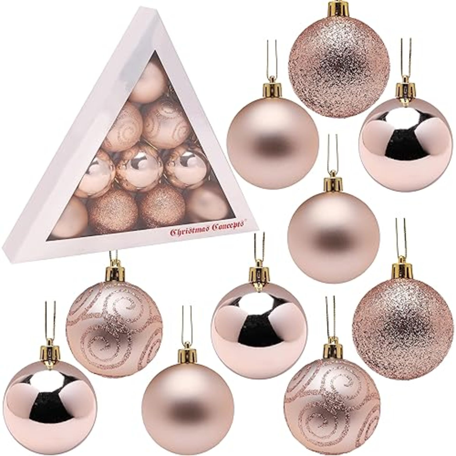 Christmas Concepts® Pack of 10-60mm Christmas Tree Baubles - Shiny, Matte & Glitter Decorated Baub