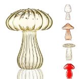 Mushroom Vase - Small Vases for Table Decoration - Bud Vase for Single Stem Flowers - Cute Glass Hy