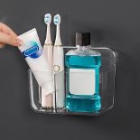 Ettori Toothbrush Holder,Toothbrush Caddy with 2 Compartment,Shower Caddy,Bathroom storage,Wall Mou