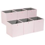 Amazon Basics Collapsible Fabric Storage Cube Organiser Bins, Pack of 6, Peony Pink, 33 x 38 x 33 