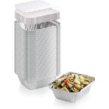 Pack of 50 Aluminium Disposable Foil Food Container with Lids, Reusable Takeaway Containers, Great 