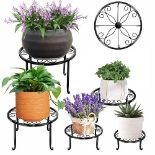 MUAEEOK 5 Pack Metal Plant Stand for Outdoor Indoor Plants, Heavy Duty Flower Pot Stands for Multip
