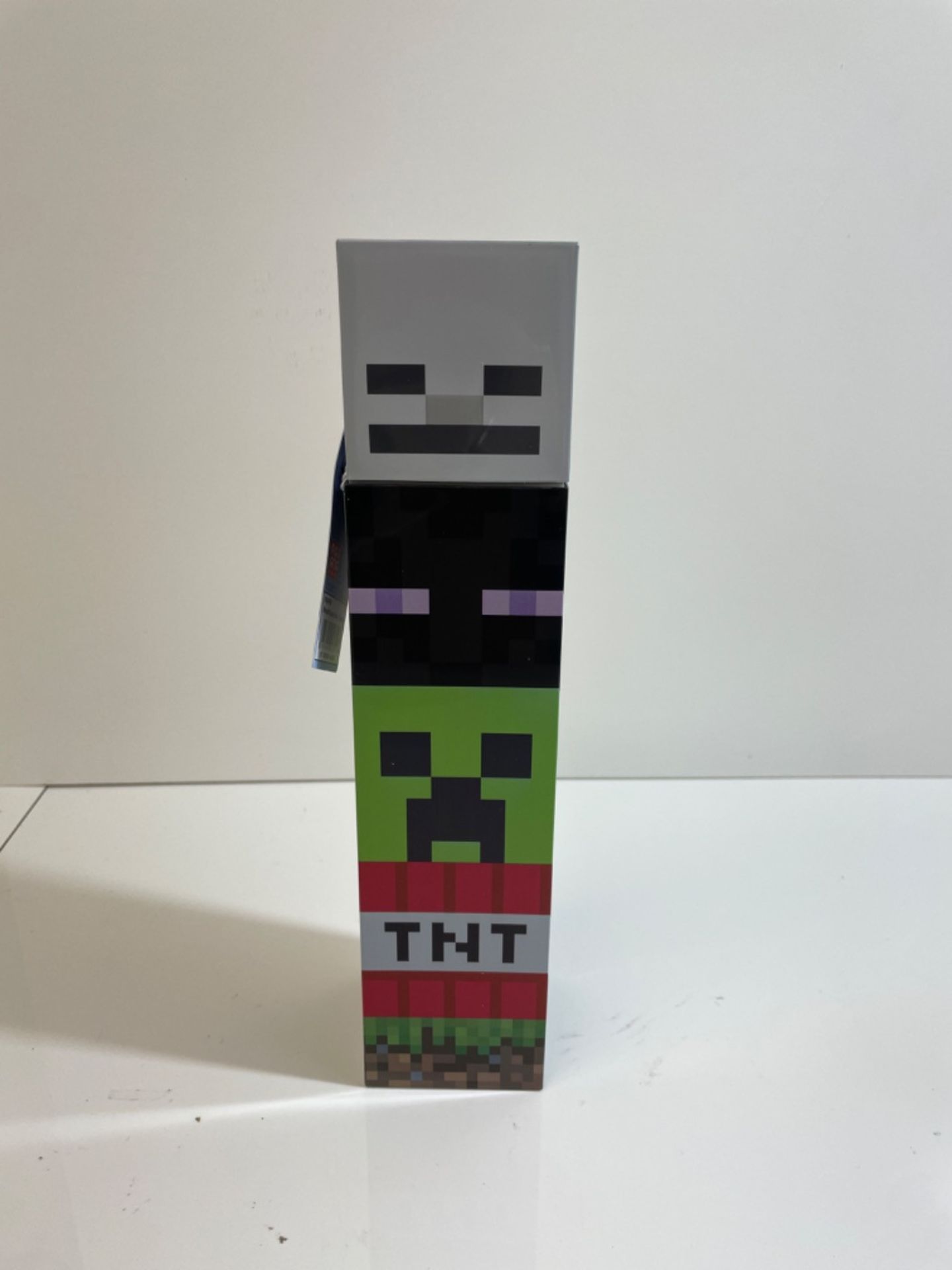 Minecraft - Square Plastic Water Bottle - Pixel Creepers - Video Game Kids Water Bottle - 650ml Gif - Image 2 of 3