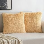 MIULEE Pack of 2 Faux Fur Throw Pillow Cover Fluffy Soft Decorative Square Pillow covers Plush Case