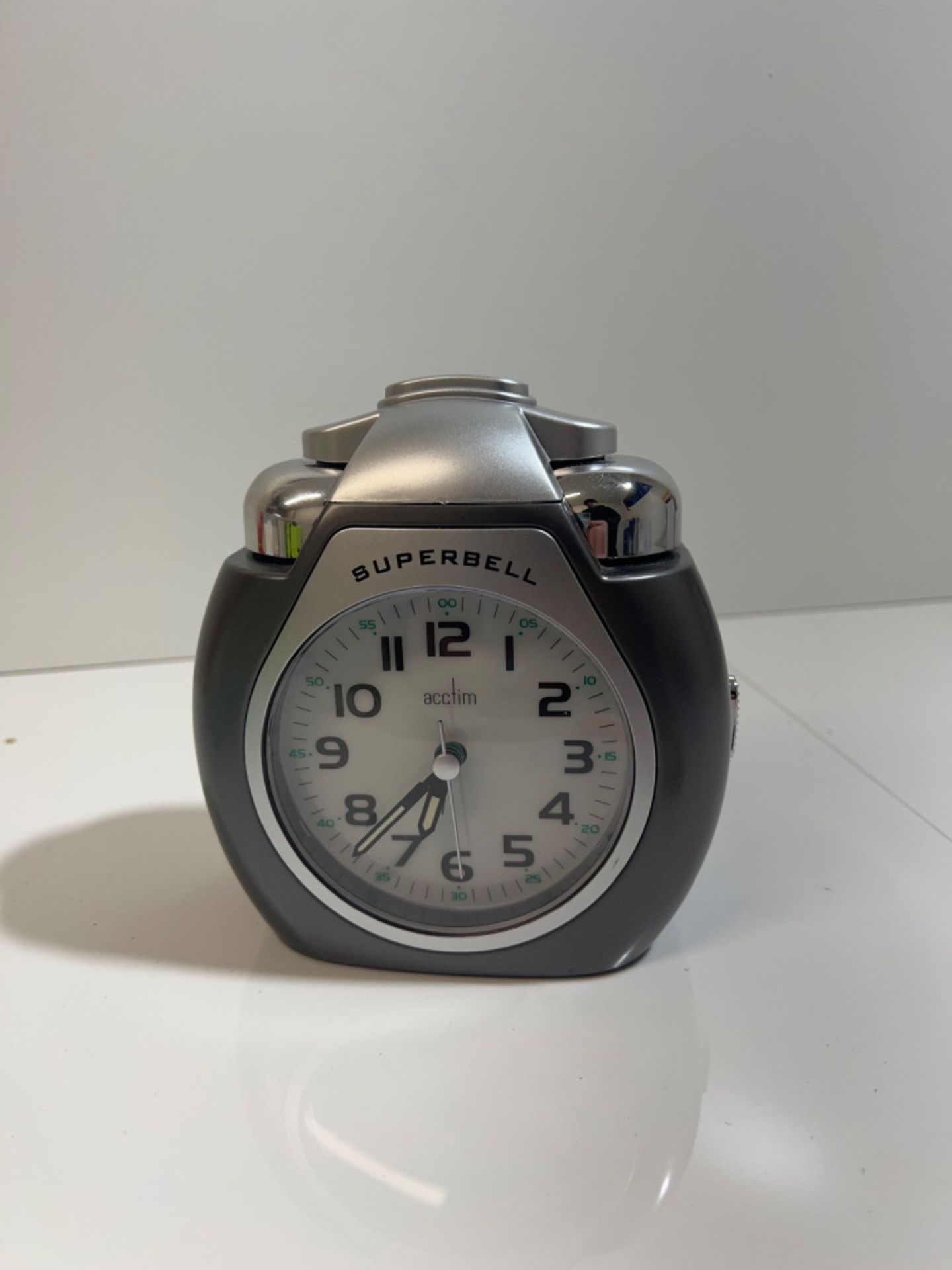 Acctim Thunderbell Analogue Alarm Clock Quartz Luminous Hands Extra Loud Bell Alarm Silver 13007 - Image 2 of 3