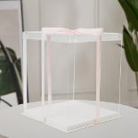 Warmiehomy Clear Cake Box 10 inch Plastic Cake Box with Lid & Ribbon Tall Cake Box Transparent Clea