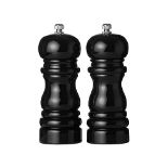 Premier Housewares Salt and Pepper Mill Set, 14.2 cm - Hi Gloss Black