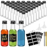 WenYa 24 Pack Mini Liquor Bottles, 50ml Empty Small Plastic Bottles with Lids (Leak Proof Black Scr