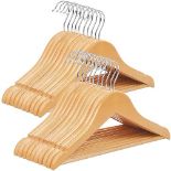 SONGMICS Wood Children’s Hangers, 20-Pack Kid’s Clothes Hangers, with Trousers Bar, Shoulder No