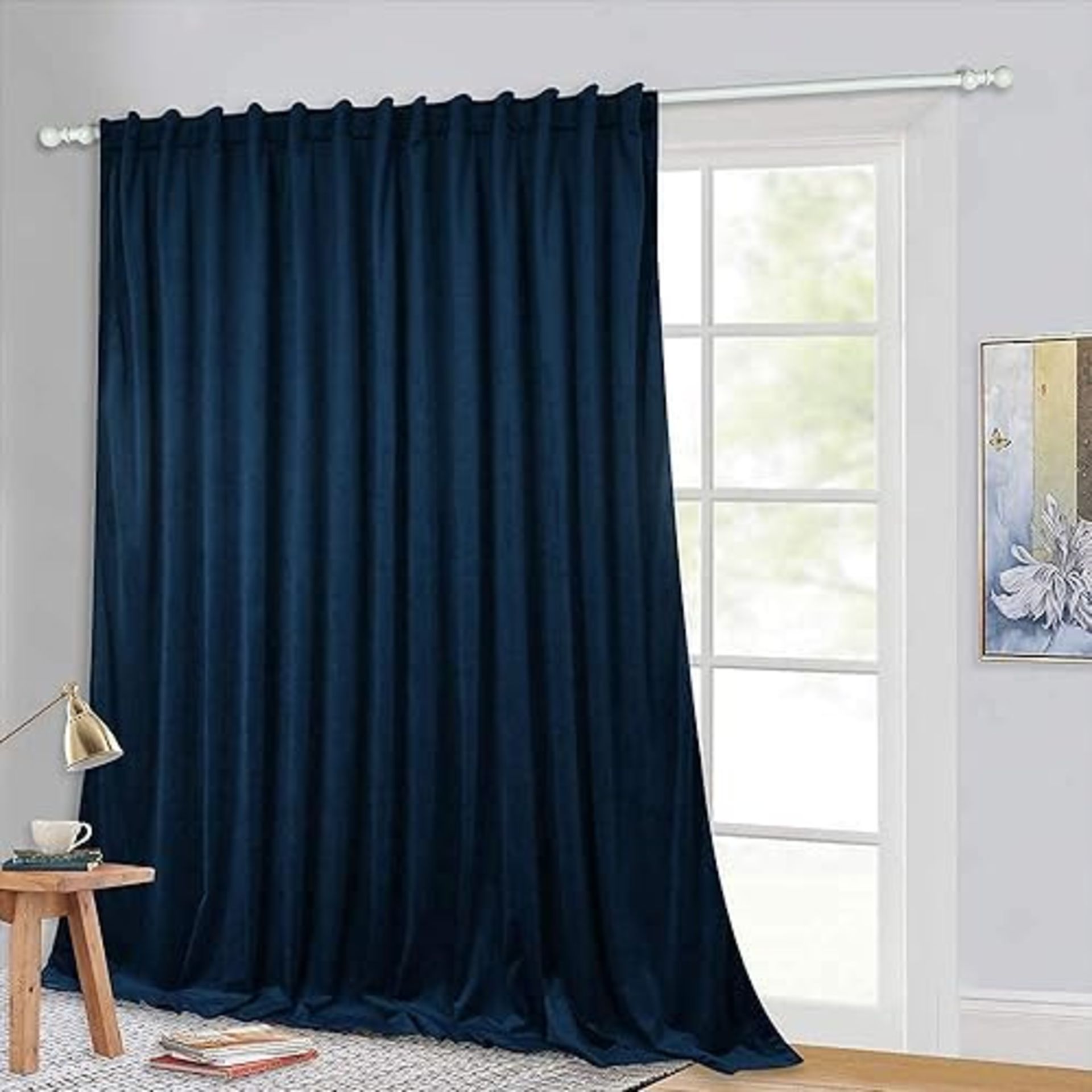 StangH Extra Long Backdrop Curtains Navy Blue Velvet Blackout Curtain Drapes Thermal Energy Efficie