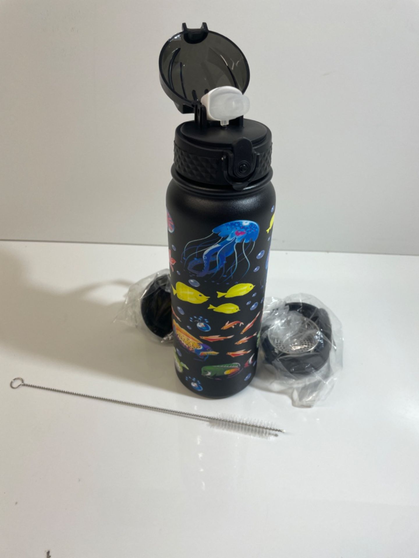 GOPPUS 600ml/20oz Stainless Steel Water Bottle with Straw Insulated Sports Bottle Cold Flask with S - Image 2 of 3