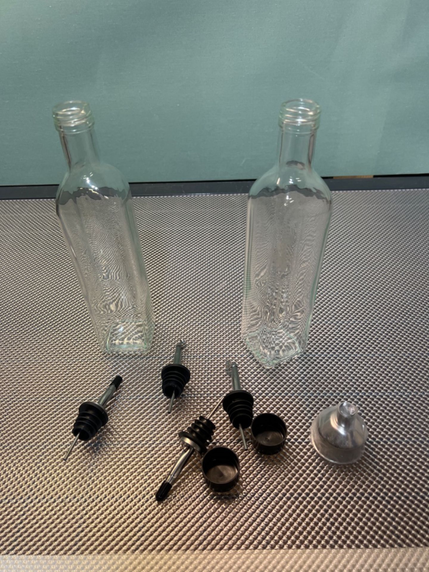 [2 Pack]Aozita 17 oz Glass Olive Oil Dispenser Bottle Set - 500ml Clear Oil & Vinegar Cruet Bottle  - Image 2 of 3