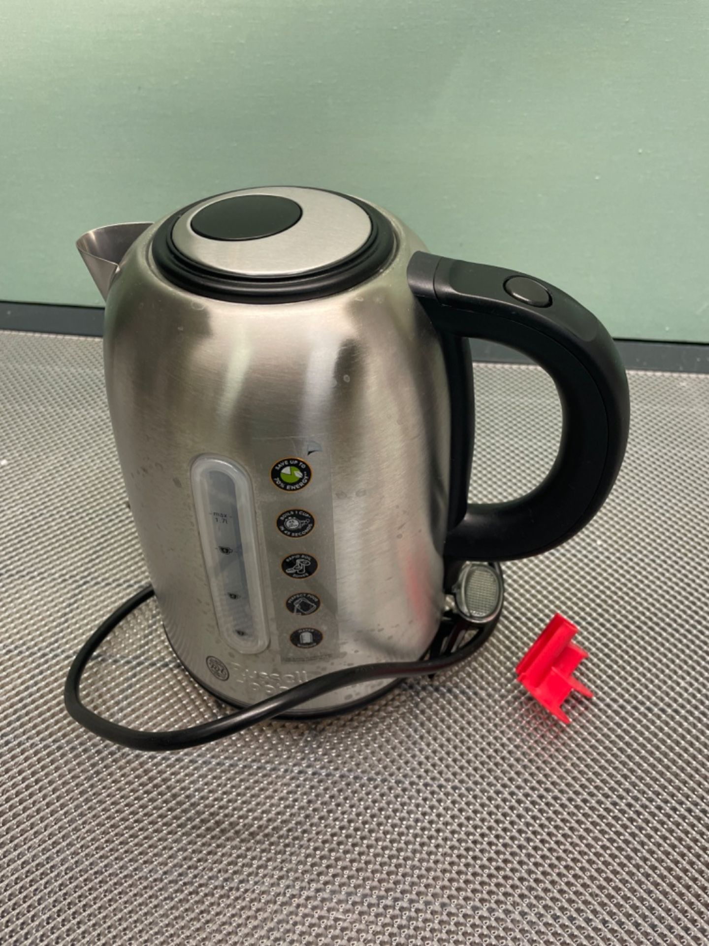 Russell Hobbs Brushed Stainless Steel & Black Electric 1.7L Cordless Kettle (Fast Boil 3KW, Removab - Image 2 of 3