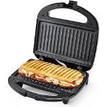 Panini Press Sandwich Maker, Sandwich Press with Indicator Lights, Cool Touch Handle, Non-Stick Coa