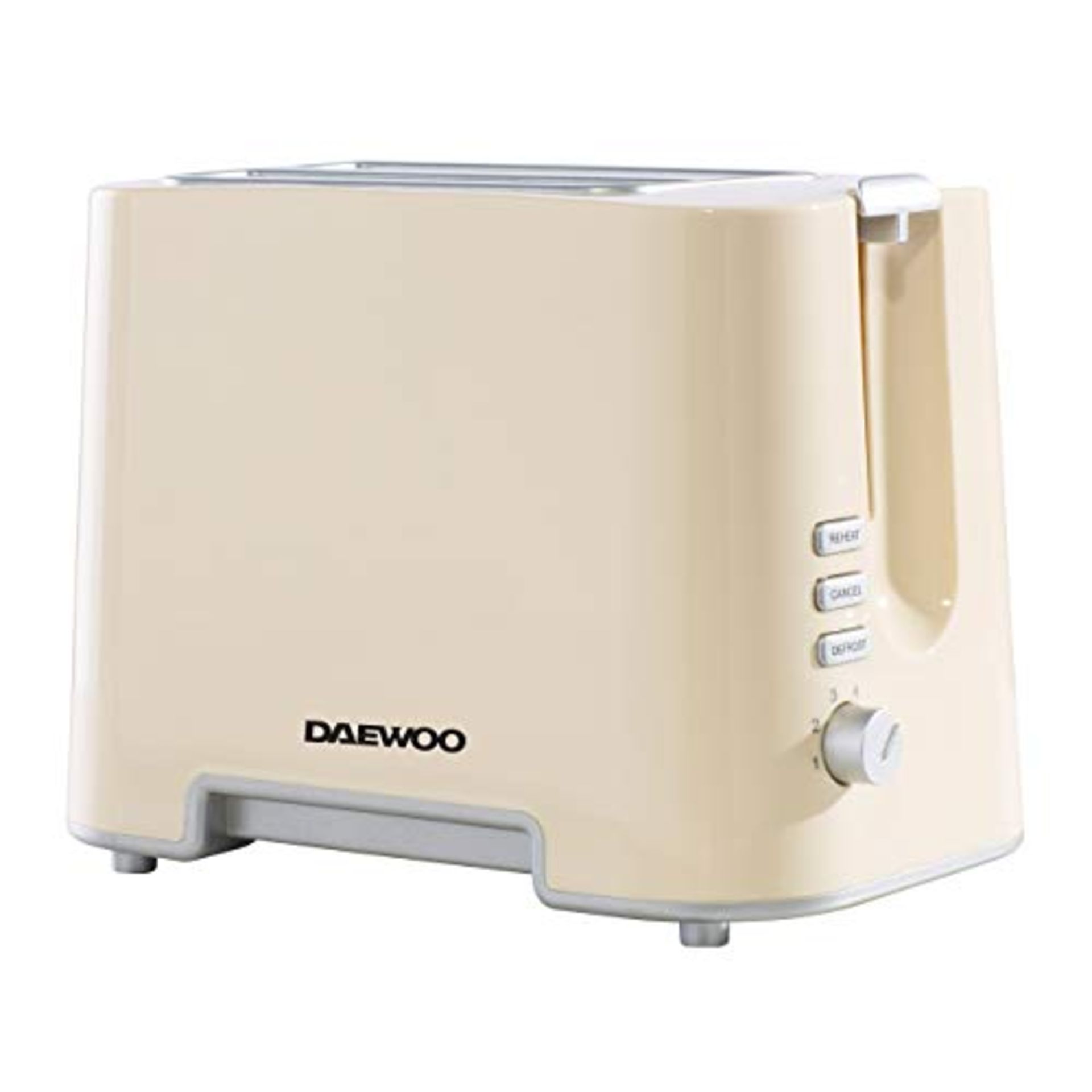Daewoo Plastic Chrome Toaster, 2 Slice, Removable Crumb Tray, Browning Controls, Cancel / Defrost /