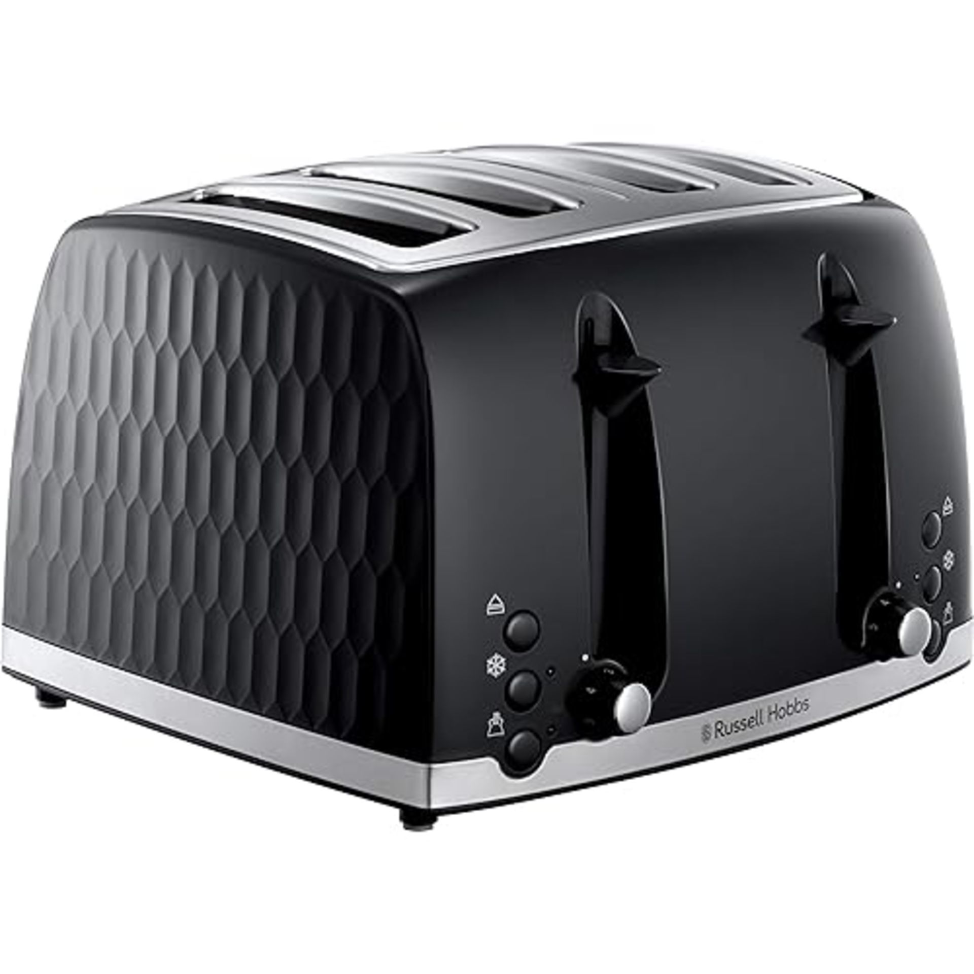 Russell Hobbs Honeycomb 4 Slice Toaster (Independent & Extra wide slots with high lift, 6 Browning 
