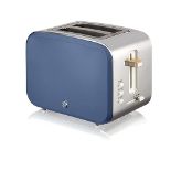 Swan ST14610BLUN Nordic 2-Slice Toaster with Defost/Reheat/Cancle Functions, Cord Storage, 900W, Bl