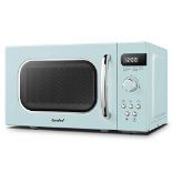 COMFEE' Retro Style 800w 20L Microwave Oven with 8 Auto Menus, 5 Cooking Power Levels, and Express 