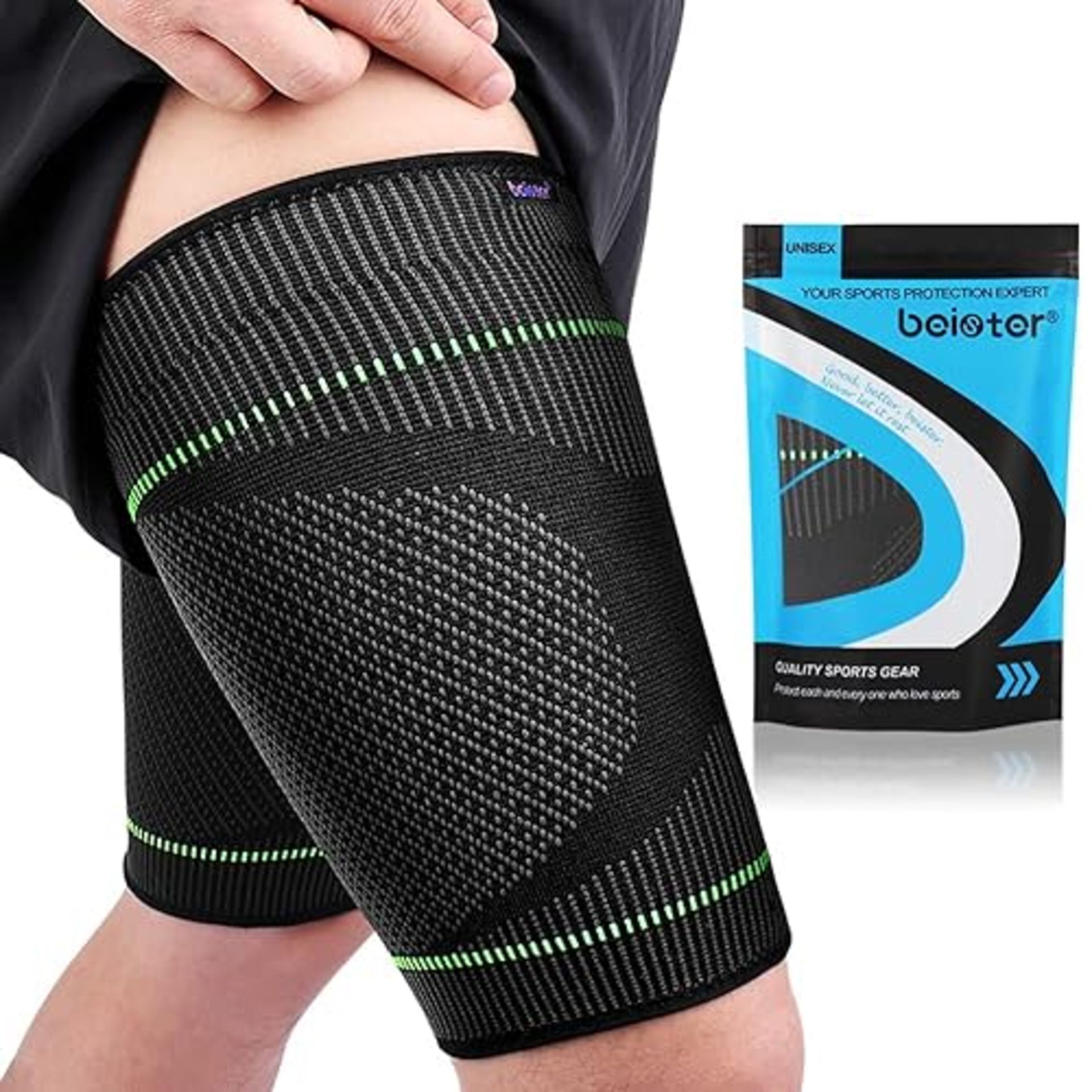 beister Thigh Compression Sleeves Hamstring Support, Anti Slip Thigh Sleeve (Pair), Leg & Thigh Bra
