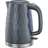 Russell Hobbs Honeycomb Electric 1.7L Cordless Kettle (Fast Boil 3KW, Grey premium plastic, matt & 