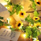 Battery Operated Sunflower Fairy Lights - 2M/20 LED String Lights - Decorative Artificial Flower Ga