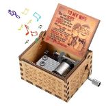 Gift for Wife from Husband, Birthday Gift for Wife Female Wooden Engraved Vintage Hand Crank Music 