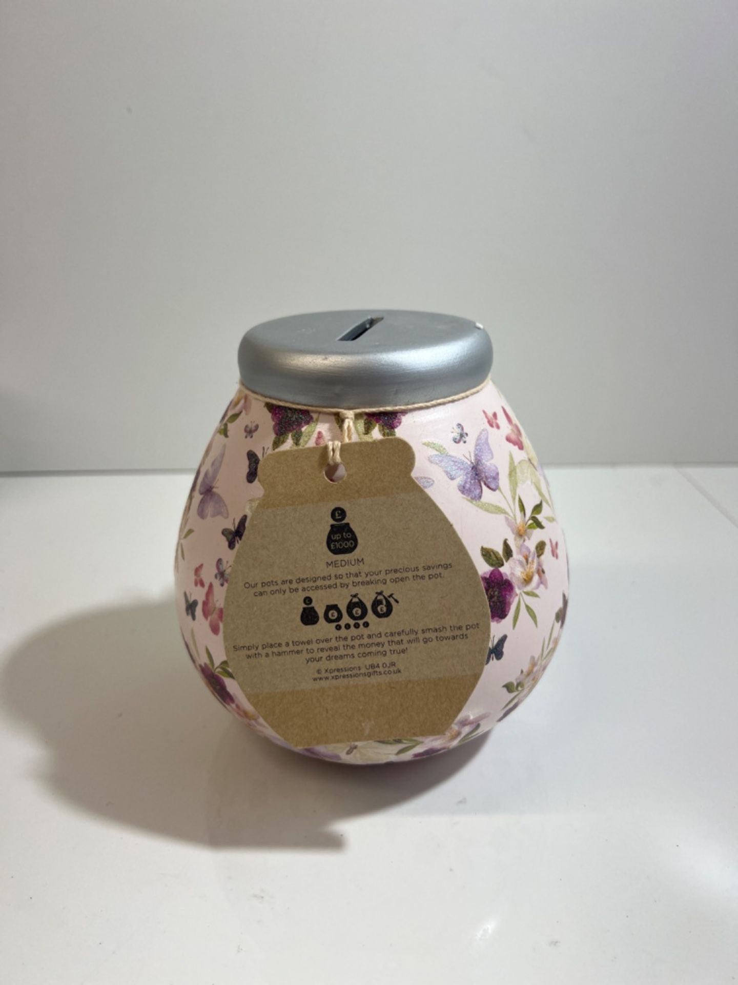 Pot Of Dreams Box | Butterfly Florals Money Pot | Break to Open Piggy Bank | Amusing Saving Jar or  - Image 2 of 3