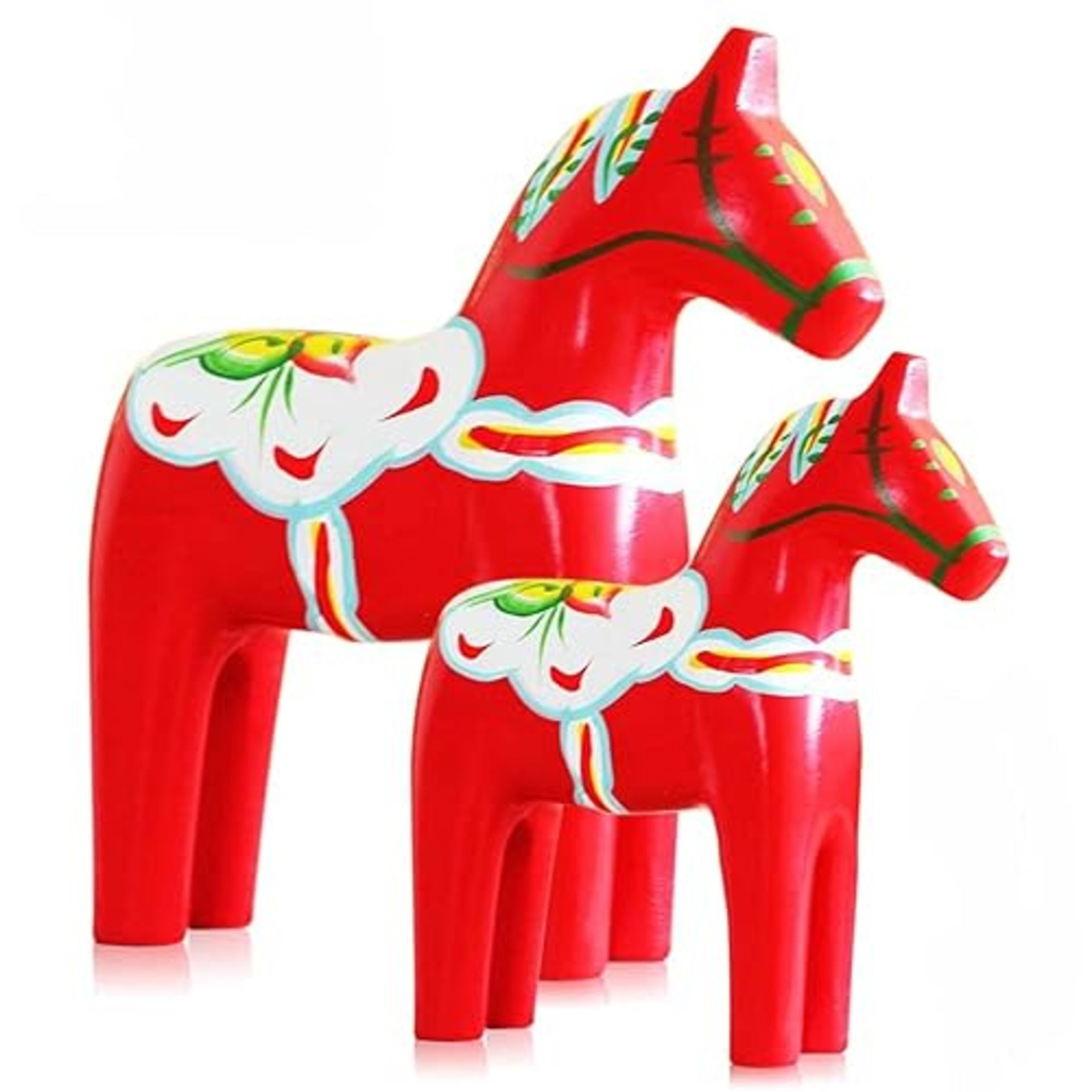 2 Piece Wooden Dala Horse Swedish National Style Wood Figures Statue Handicraft Sweden Style Dala H