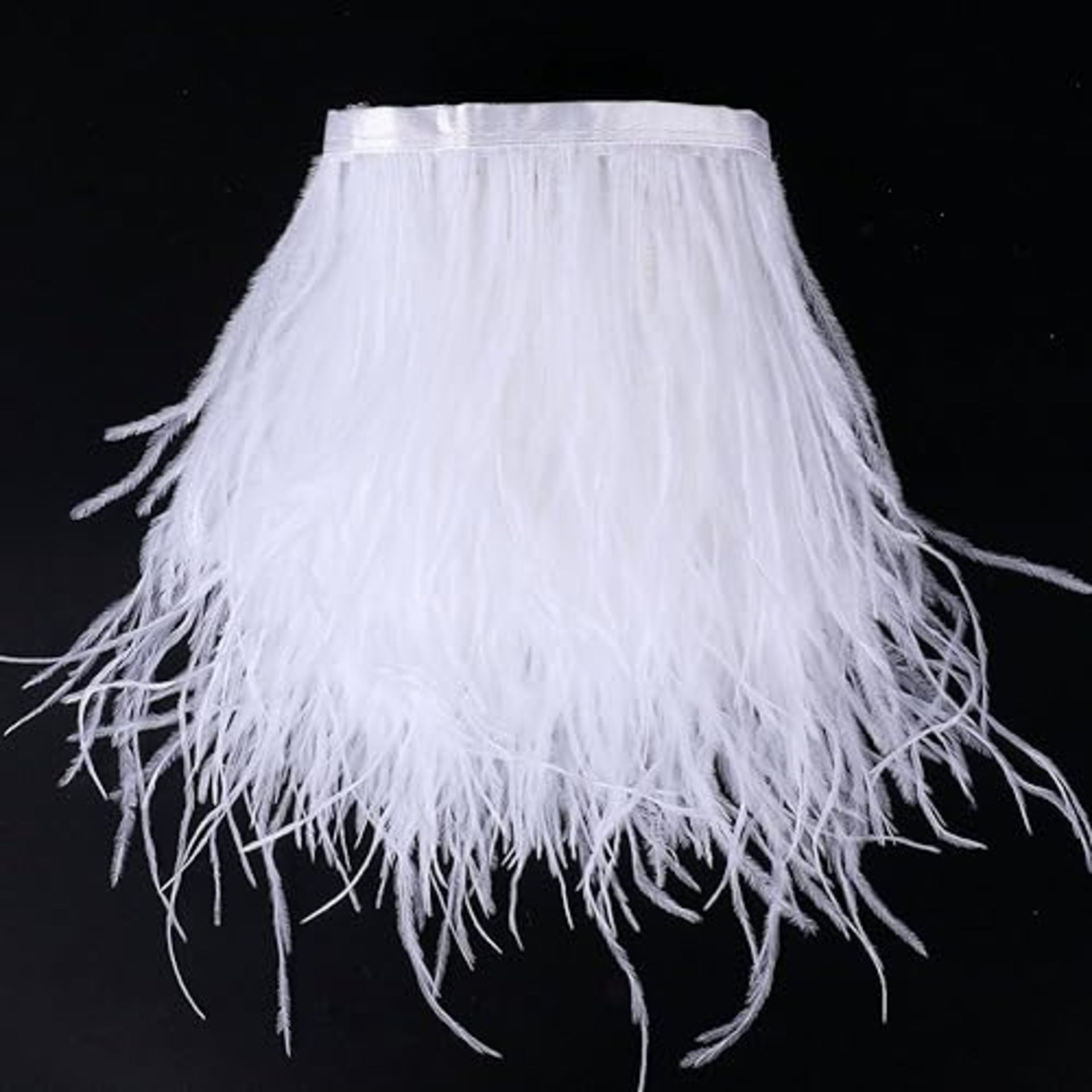 VoilaLove 2 Yards Ostrich Feathers Fringe Trims - For Dress Sewing Crafts Costumes Decoration (Whit