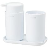 Brabantia ReNew 3 Piece Bathroom Accessory Set, Set of 3, Refillable Handwash Soap Dispenser, Tooth