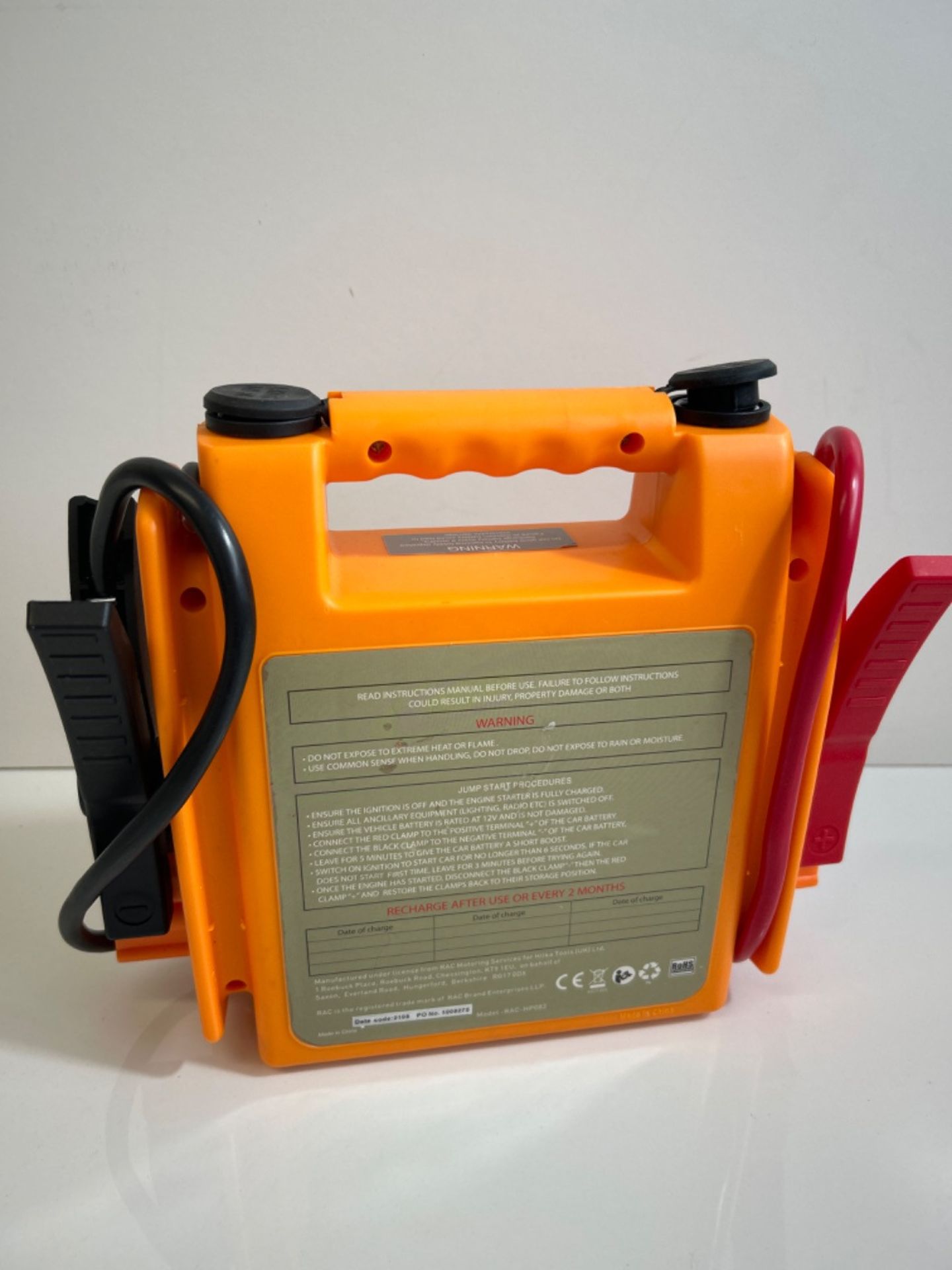 RAC 400 Amp Rechargeable Jump Start System HP082 - For Car Batteries up to 1500cc, Orange/Red,desig - Image 3 of 3