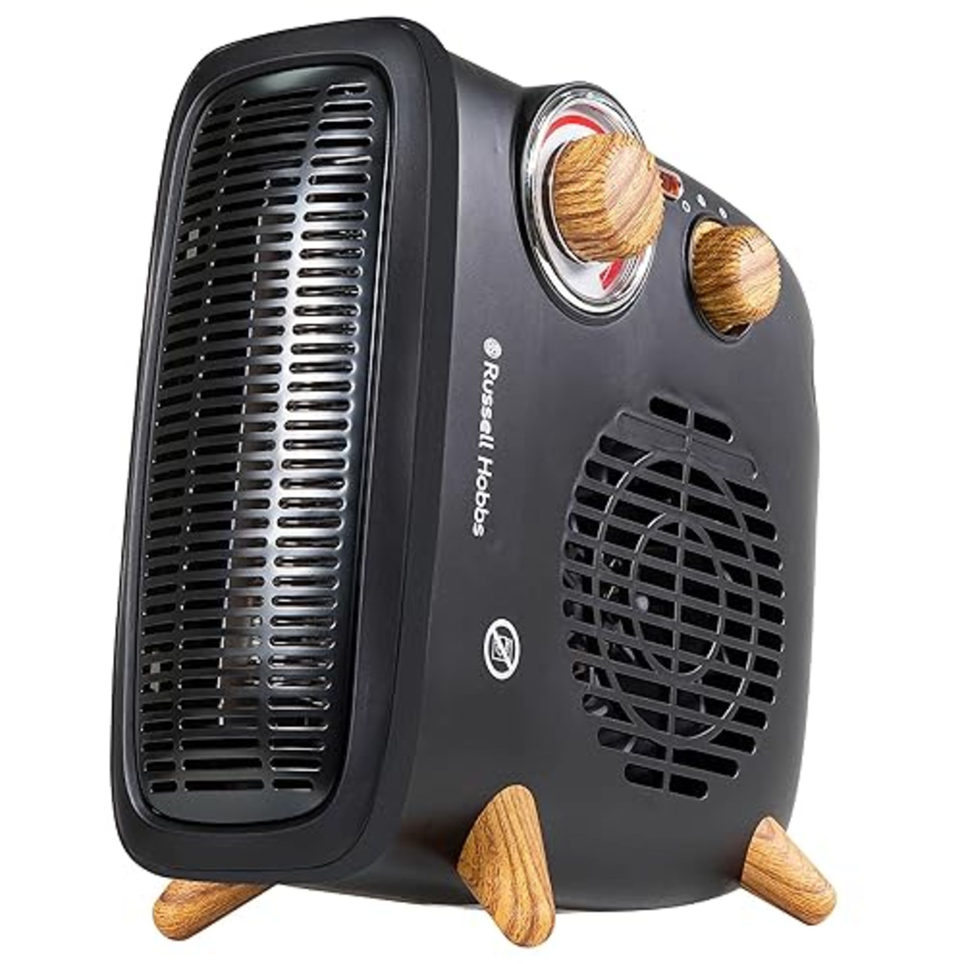 Russell Hobbs 1800W/1.8KW Electric Heater, Retro Horizontal/Vertical Fan Heater Scandi Wood Effect 