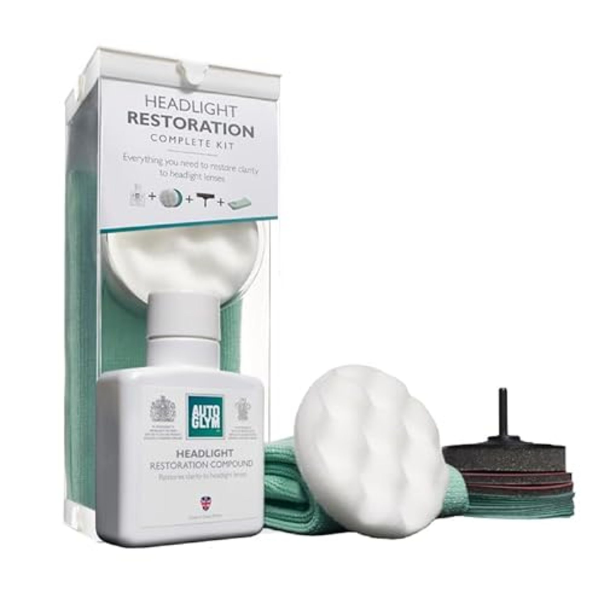 Autoglym Headlight Restoration Complete Kit, Quickly Restore Cloudy And Discoloured Headlights, Des