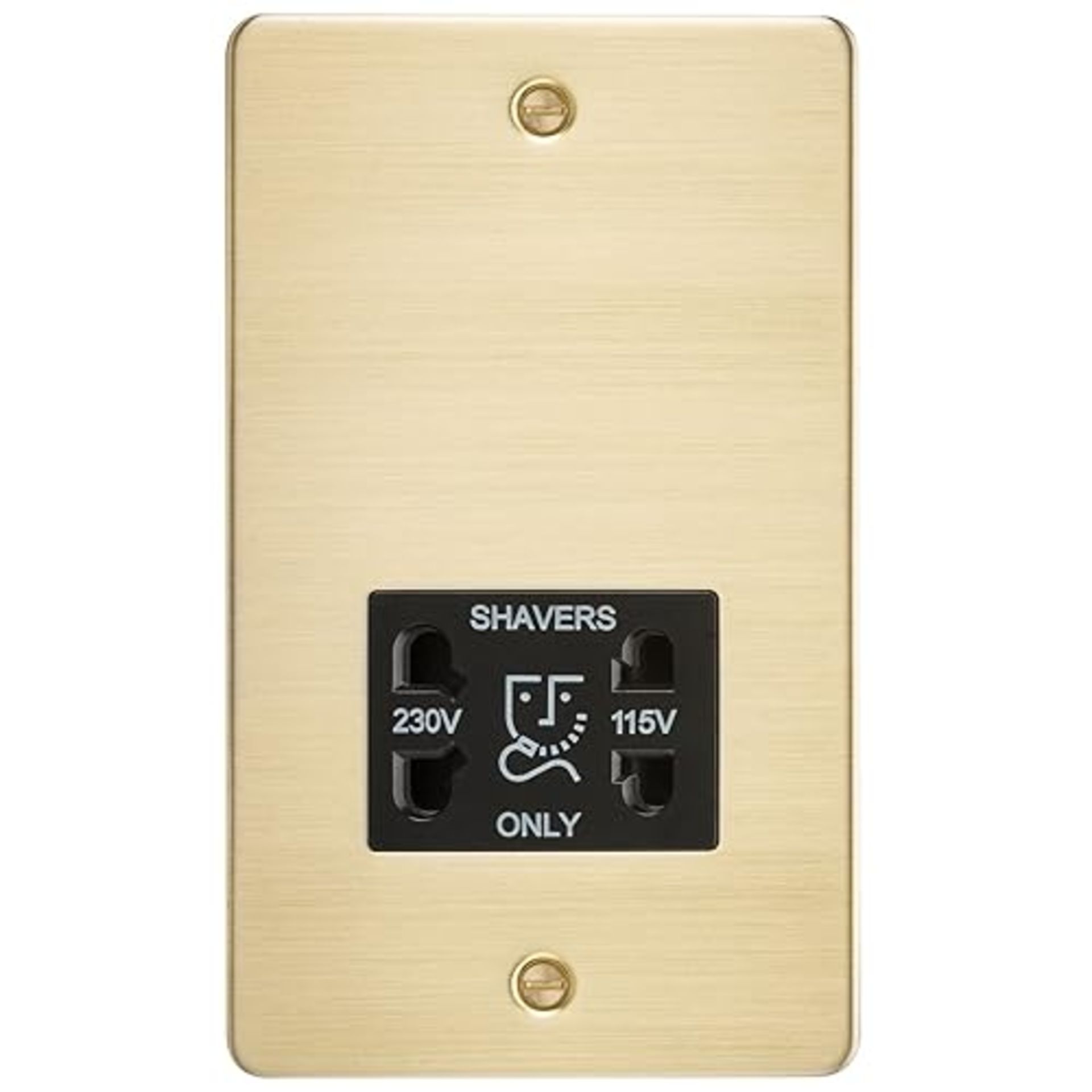 Knightsbridge FP8900BB Brushed Brass FPAV8900BB Flat Plate 115V/230V Dual Voltage Shaver Socket, 23