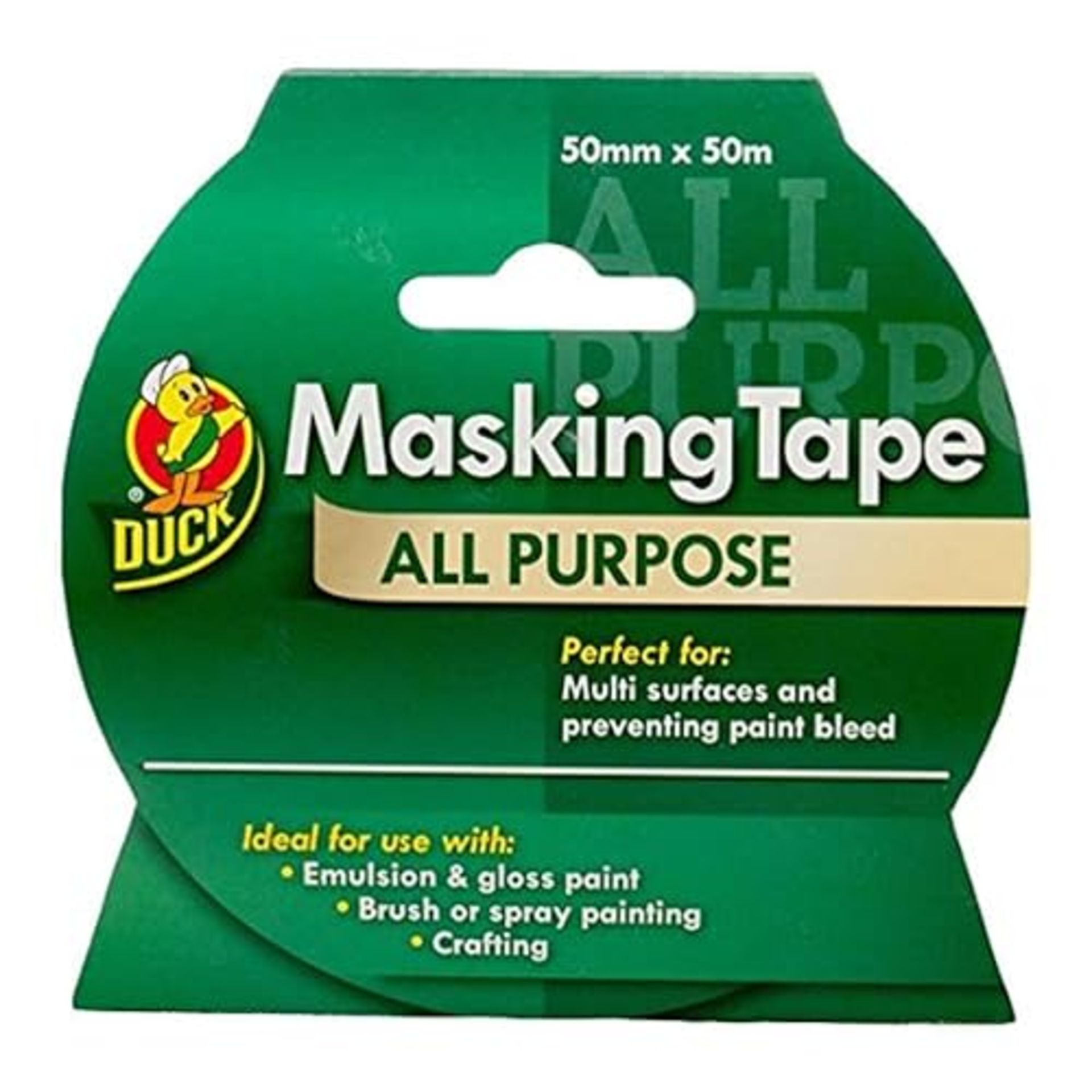 Duck Tape All Purpose Masking Tape 50mm x 50m, indoor painting and decorating for multi surfaces pr
