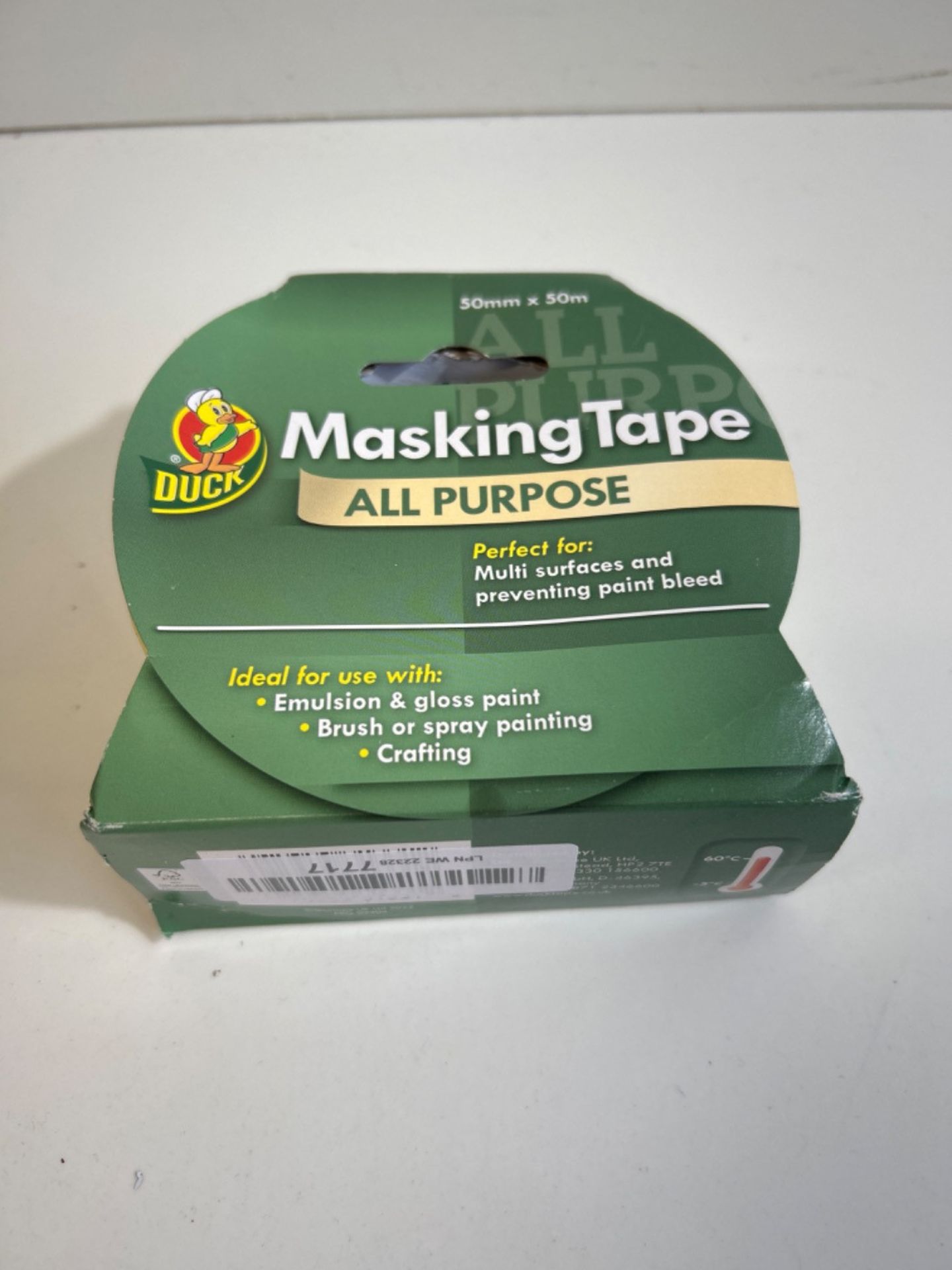 Duck Tape All Purpose Masking Tape 50mm x 50m, indoor painting and decorating for multi surfaces pr - Image 2 of 3