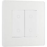 BG Electrical Evolve Double Touch Dimmer Switch, 2-Way Master, 200W, Pearlescent White