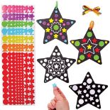 Baker Ross FX262 Star Dotty Art Decorations - Pack of 12, Sticker Arts and Crafts for Kids, Christm