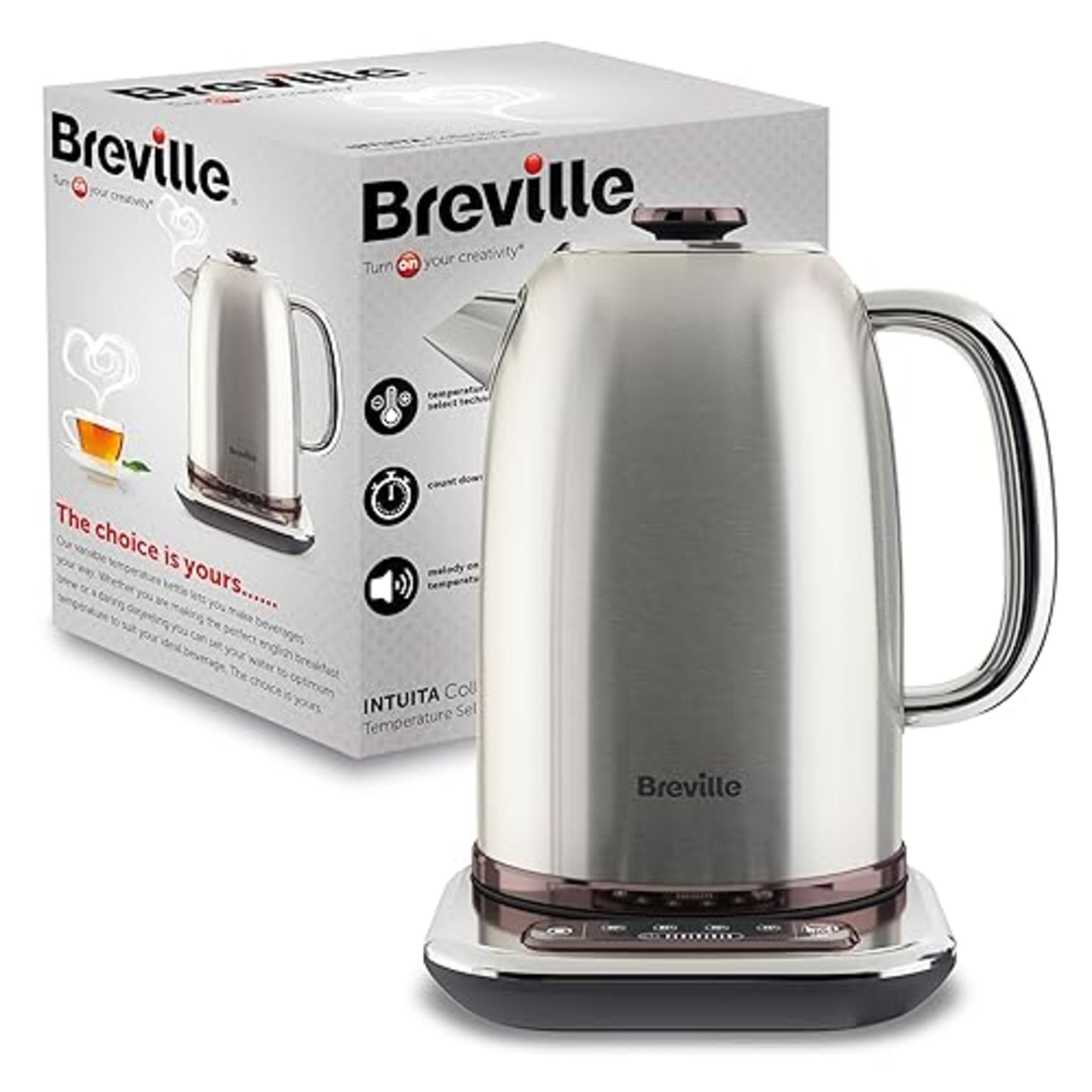 Breville Temperature Select Electric Kettle | 1.7 L | 3kW Fast Boil | Smart Digital Controls | Brus