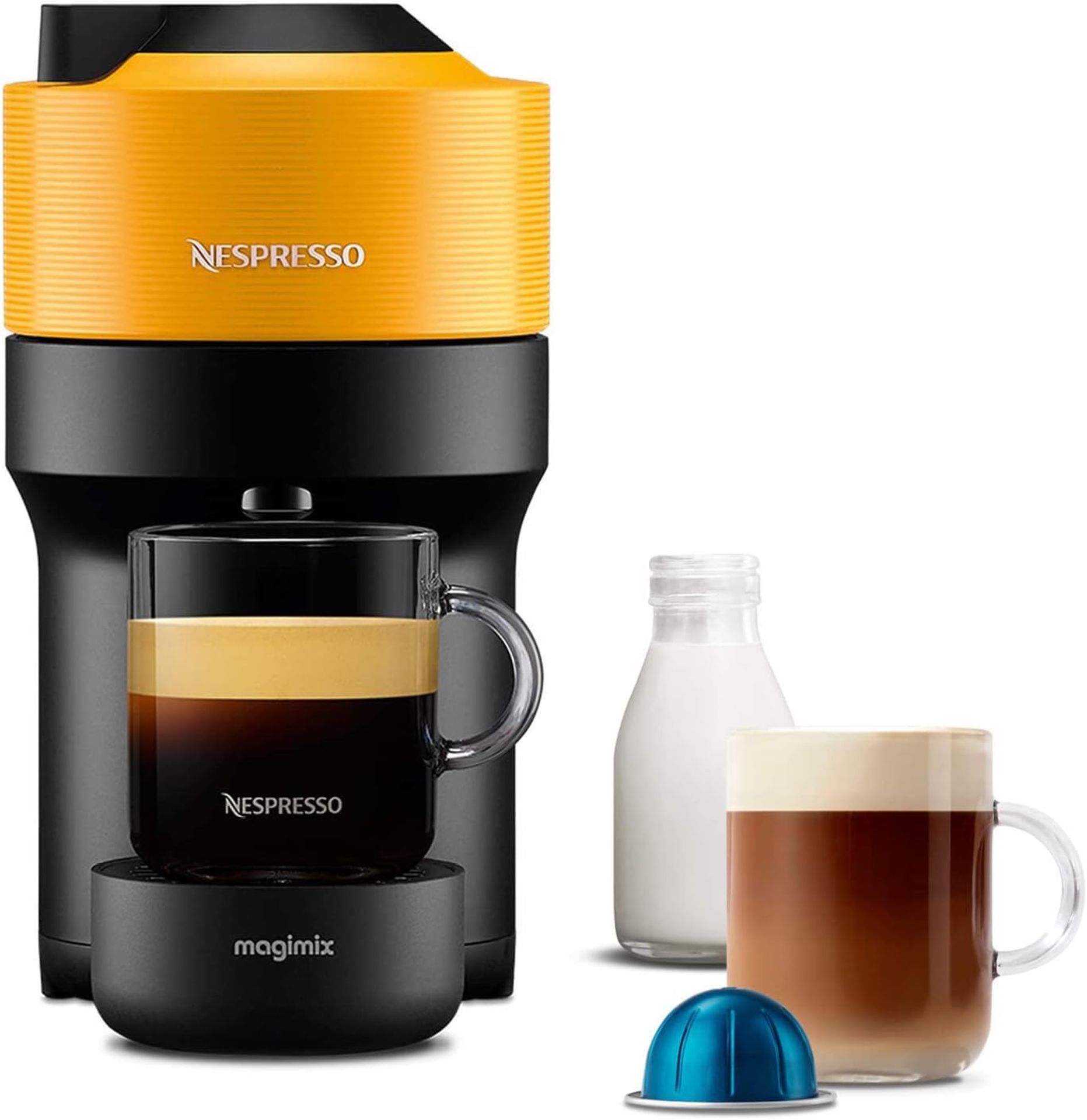 Nespresso Vertuo Pop Automatic Pod Coffee Machine for Americano, Decaf, Espresso by Magimix in Mang