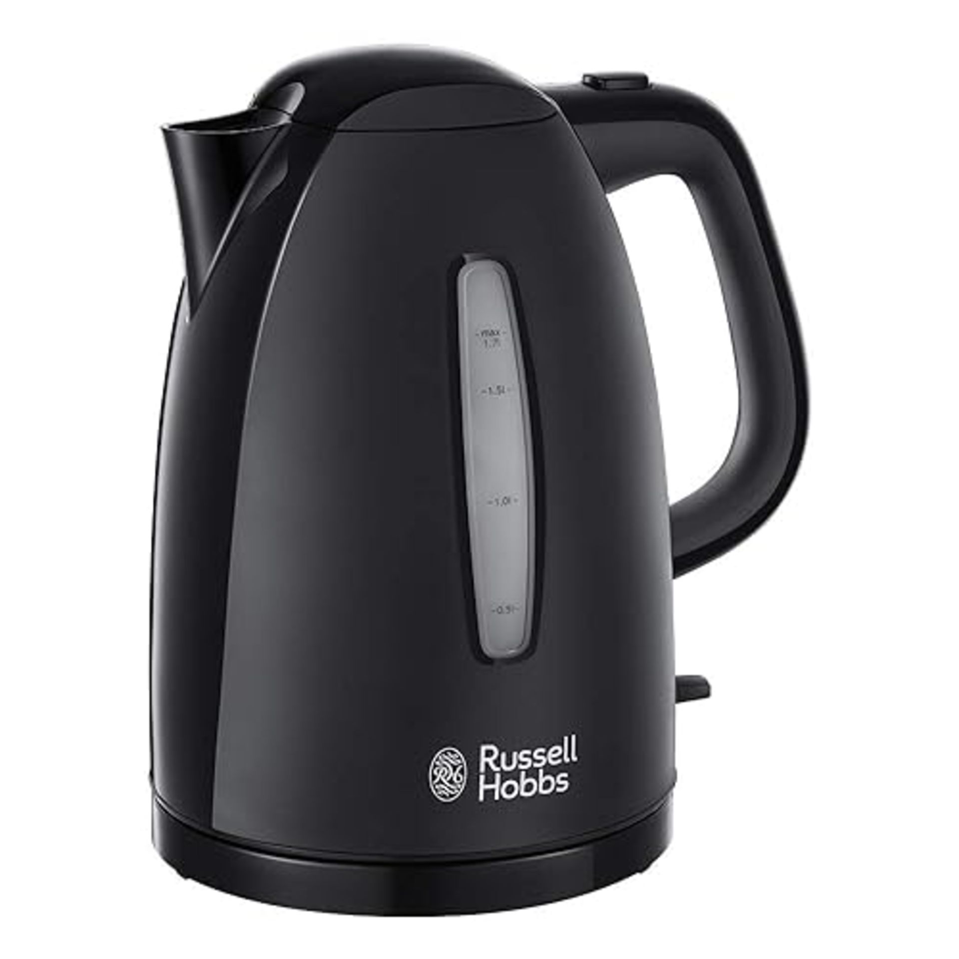 Russell Hobbs Textures Electric 1.7L Cordless Kettle (Fast Boil 3KW, Black premium plastic, matt & 