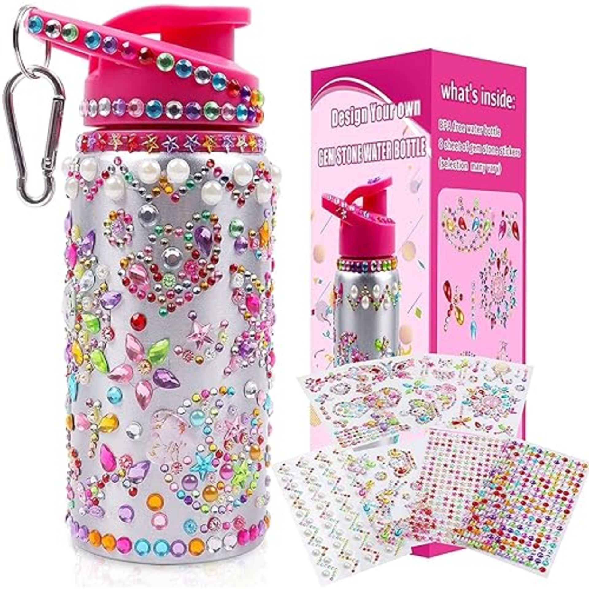 DigHealth Decorate Your Own Water Bottle for Girls with Stickers, 500 ML DIY BPA Free Aluminum Drin