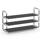 SONGMICS 3-Tier Shoe Rack, Shoe Storage for Hallway Closet, Slim and Space-Saving, Metal Frame, Non