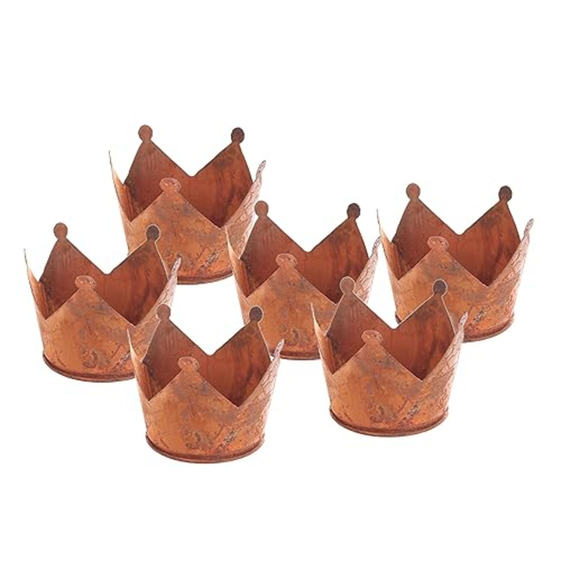 Metal Lantern Crown 6.5 cm in Rust Look €“ Set of 6 €“ Decorative Candle Stand Tea Light Holder T